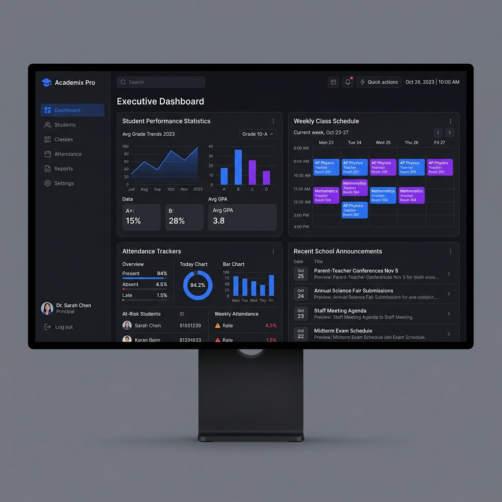 Zyncori School ERP Dashboard Interface