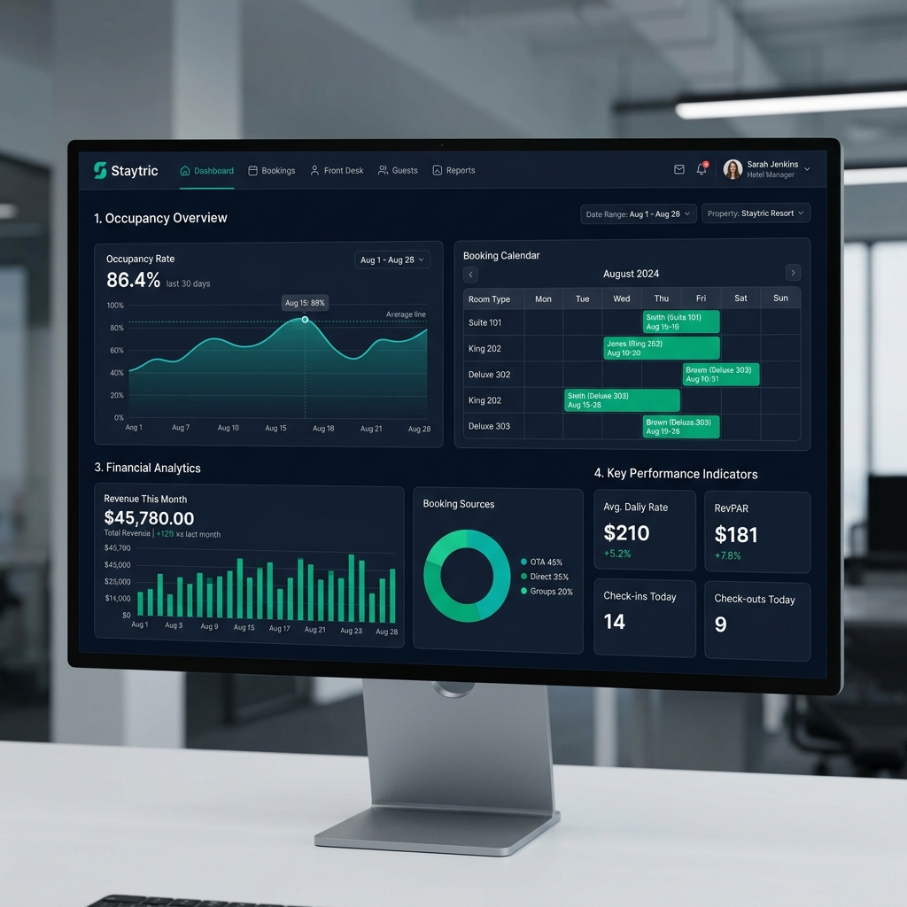 Staytric Property Management System Dashboard Interface